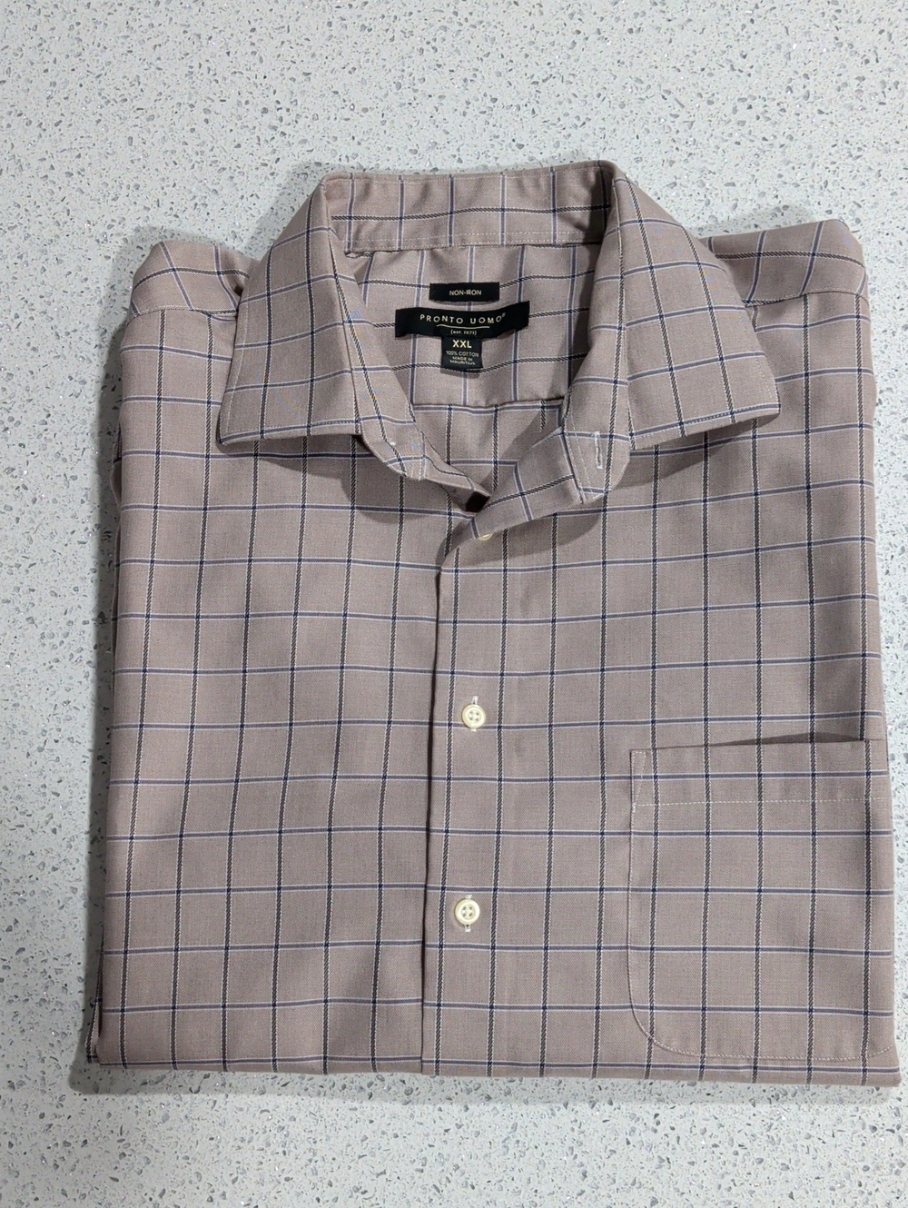 Pronto Uomo Men's Beige Windowpane Dress Shirt